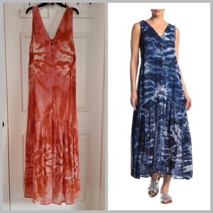 YOUNG FABULOUS & BROKE Raquel Tie Dye Maxi Dress Romantic Peasant Bohemian Small
